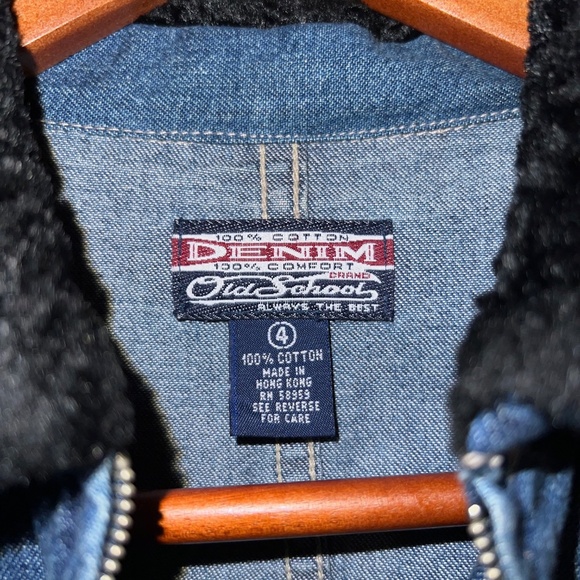 Denim Old School Jacket with Black Collar & Full Zipper- Size 4 - Picture 8 of 8
